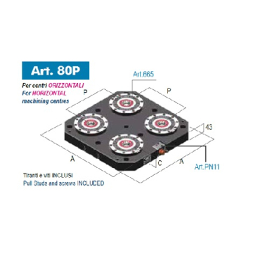 Ready-made mounting plate art.80P 400x400mm including 4 type 2 adapters